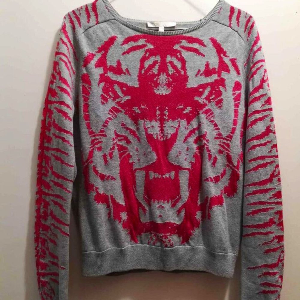 Maje Tiger Sweater Cotton Metallic Sz 1